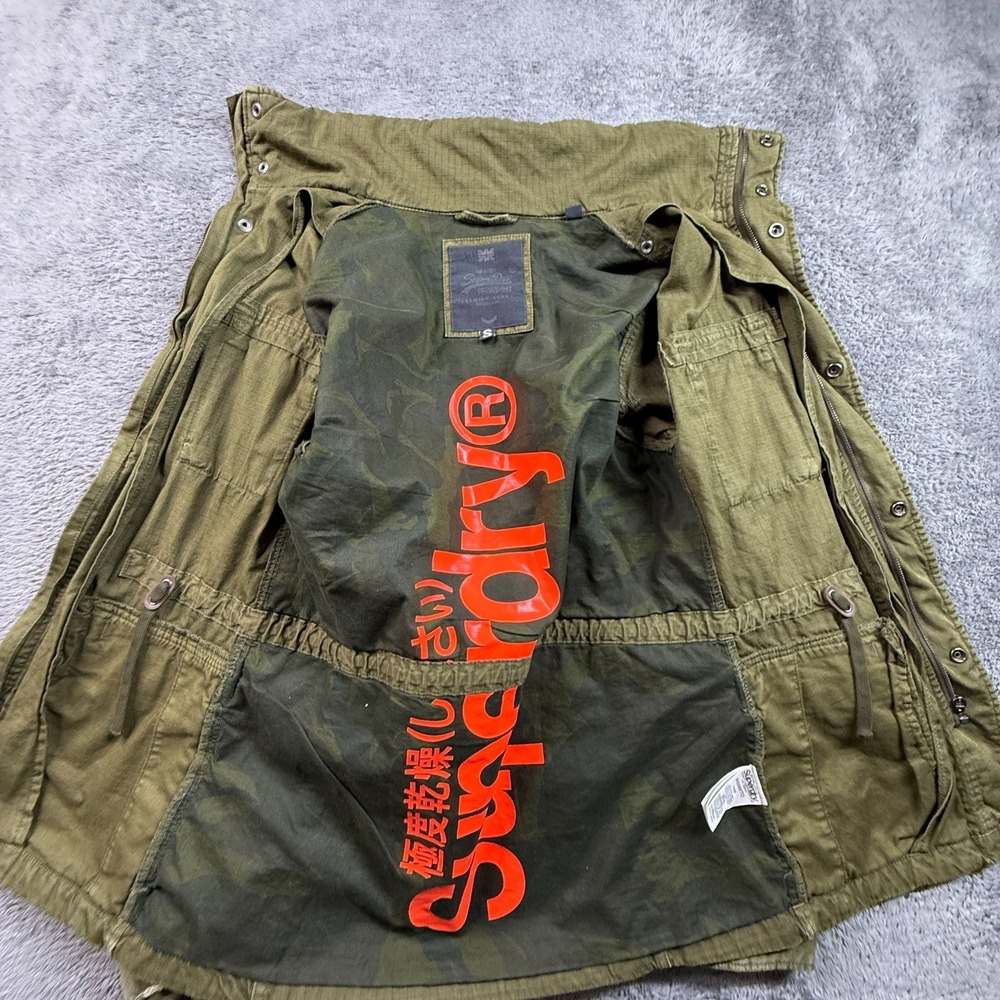 Superdry Japan Rookie Military Field Jacket Mens S Army Green Ripstop Cotton - Picture 2 of 9